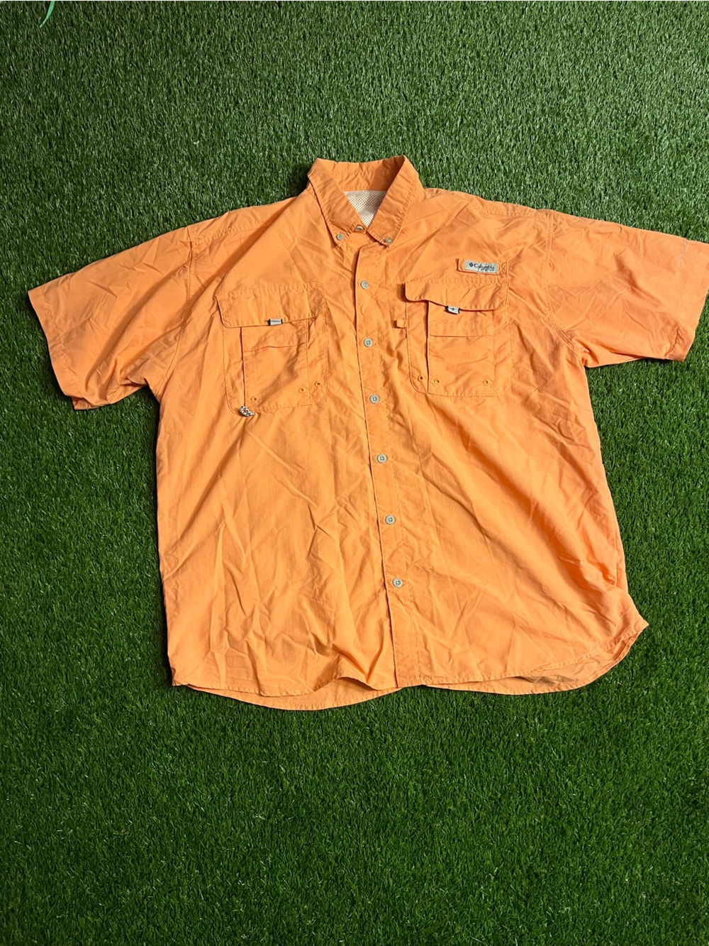 Columbia Orange/Coral Lightweight Button-Front Shirt Jacket (read description)